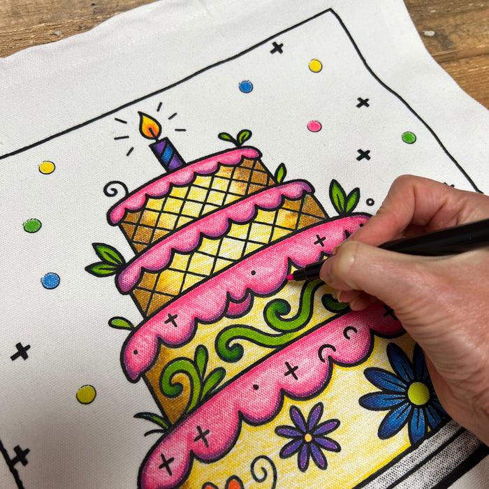Color Your Own Tote Bag - Cake Design (Without Markers) - Threadart.com