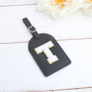 Monogrammed Luggage Tag With Chenille Letters - Pink, White, or Black - Threadart.com