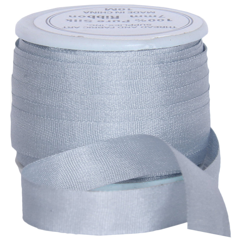 Silk Ribbon 7mm Silver Grey  x 10 Meters No. 064 - Threadart.com
