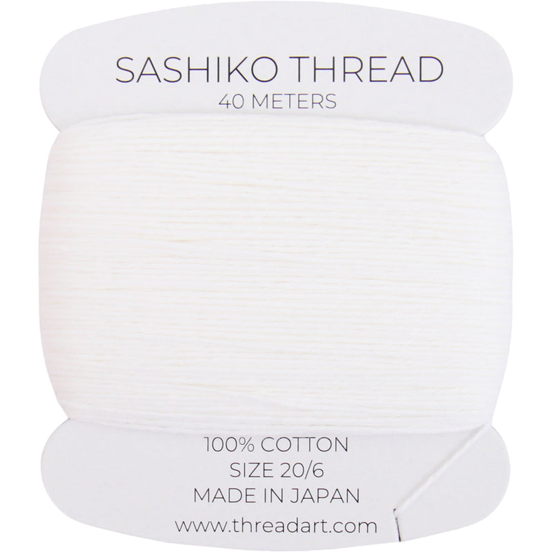 ThreadArt Sashiko Thread, 100% Cotton, Medium Size 20/6, White 11