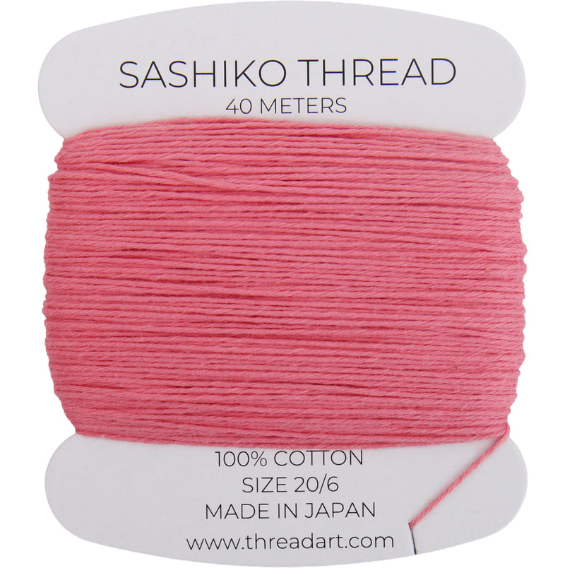 ThreadArt Sashiko Thread, 100% Cotton, Medium Size 20/6, Bright Pink 113