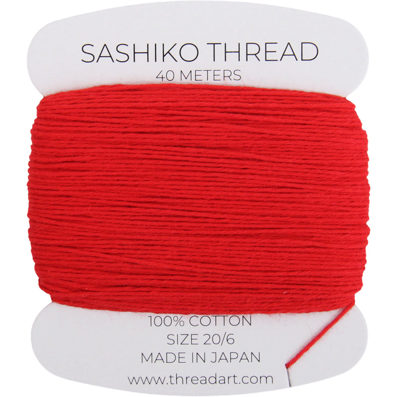 ThreadArt Sashiko Thread, 100% Cotton, Medium Size 20/6, Red 115