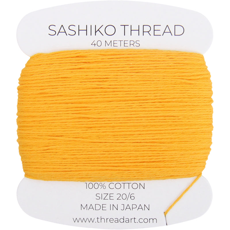 ThreadArt Sashiko Thread, 100% Cotton, Medium Size 20/6, Yellow 116