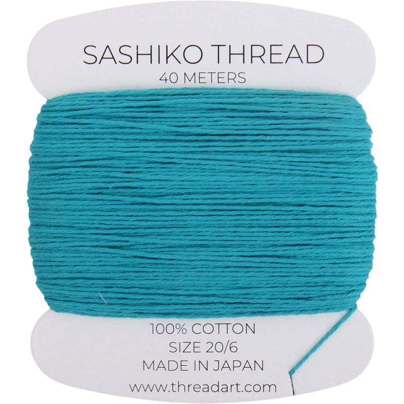 ThreadArt Sashiko Thread, 100% Cotton, Medium Size 20/6, Turquoise 117