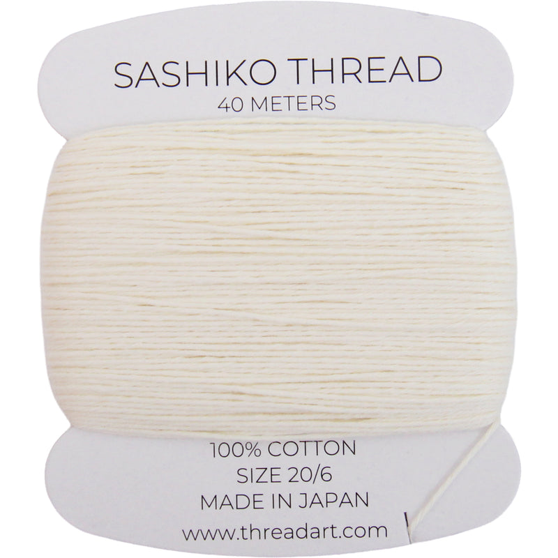 ThreadArt Sashiko Thread, 100% Cotton, Medium Size 20/6, Ivory 12