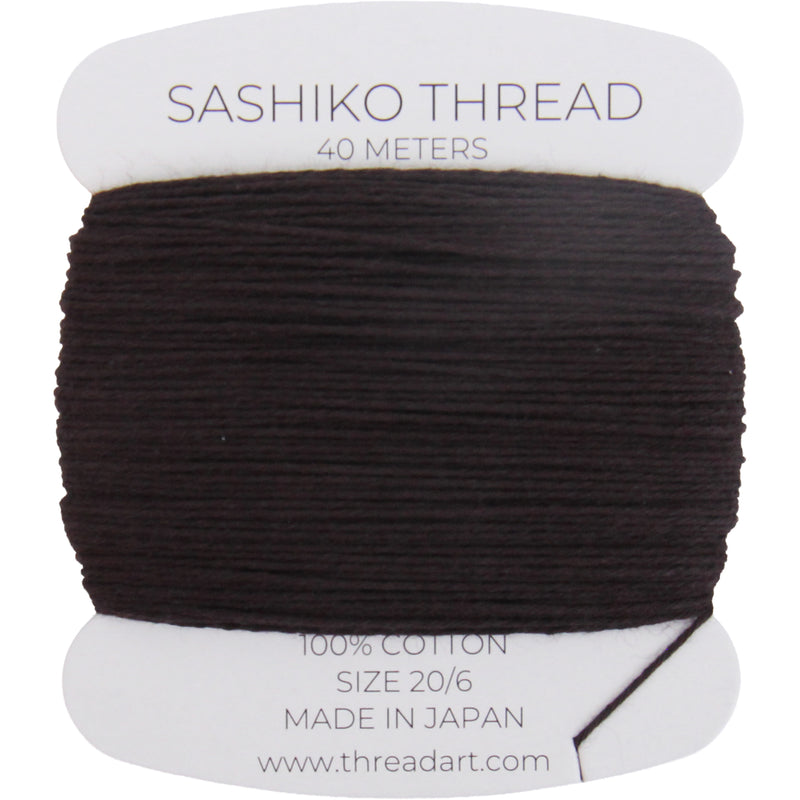 ThreadArt Sashiko Thread, 100% Cotton, Medium Size 20/6, Black 120