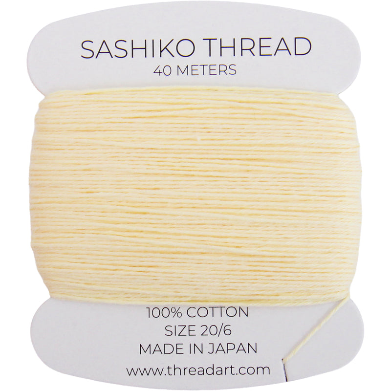 ThreadArt Sashiko Thread, 100% Cotton, Medium Size 20/6, Ice Yellow 122