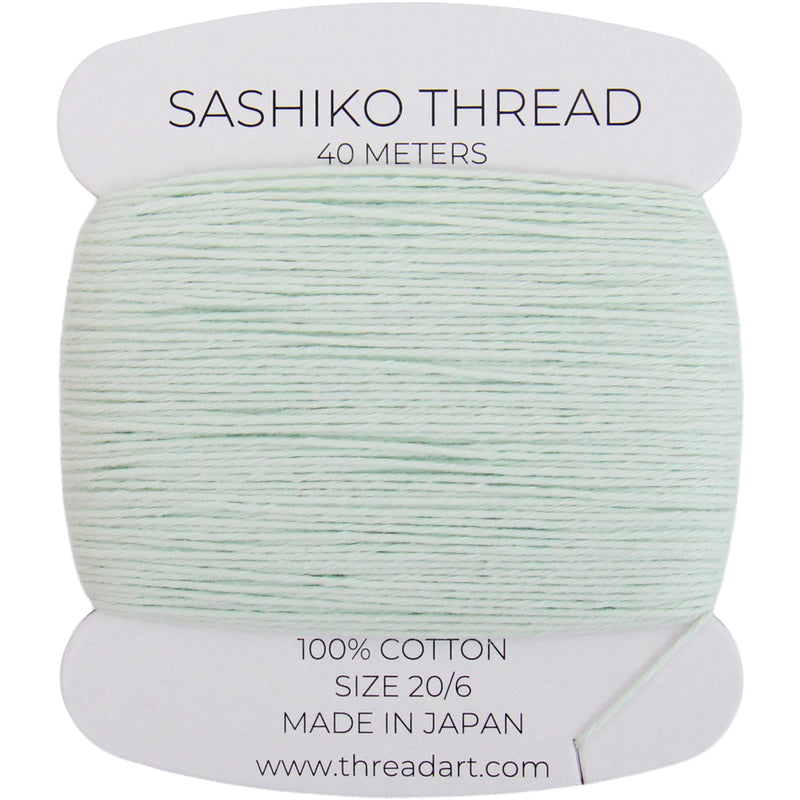 ThreadArt Sashiko Thread, 100% Cotton, Medium Size 20/6, Ice Green 125