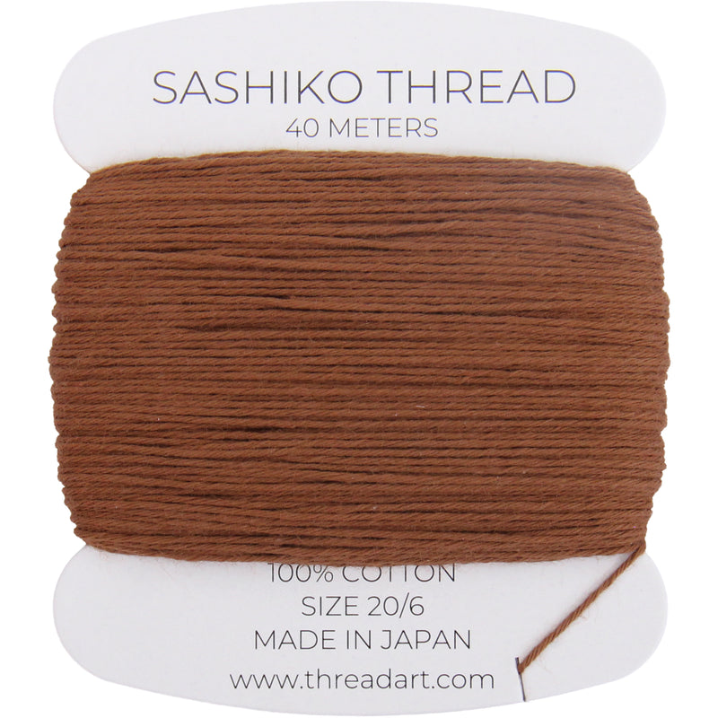 ThreadArt Sashiko Thread, 100% Cotton, Medium Size 20/6, Brown 13