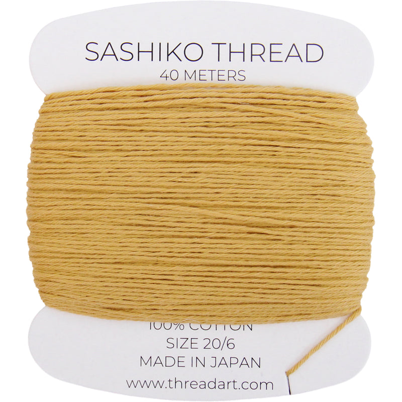 ThreadArt Sashiko Thread, 100% Cotton, Medium Size 20/6, Gold 15