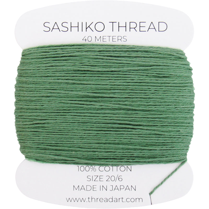 ThreadArt Sashiko Thread, 100% Cotton, Medium Size 20/6, Sage Green 17