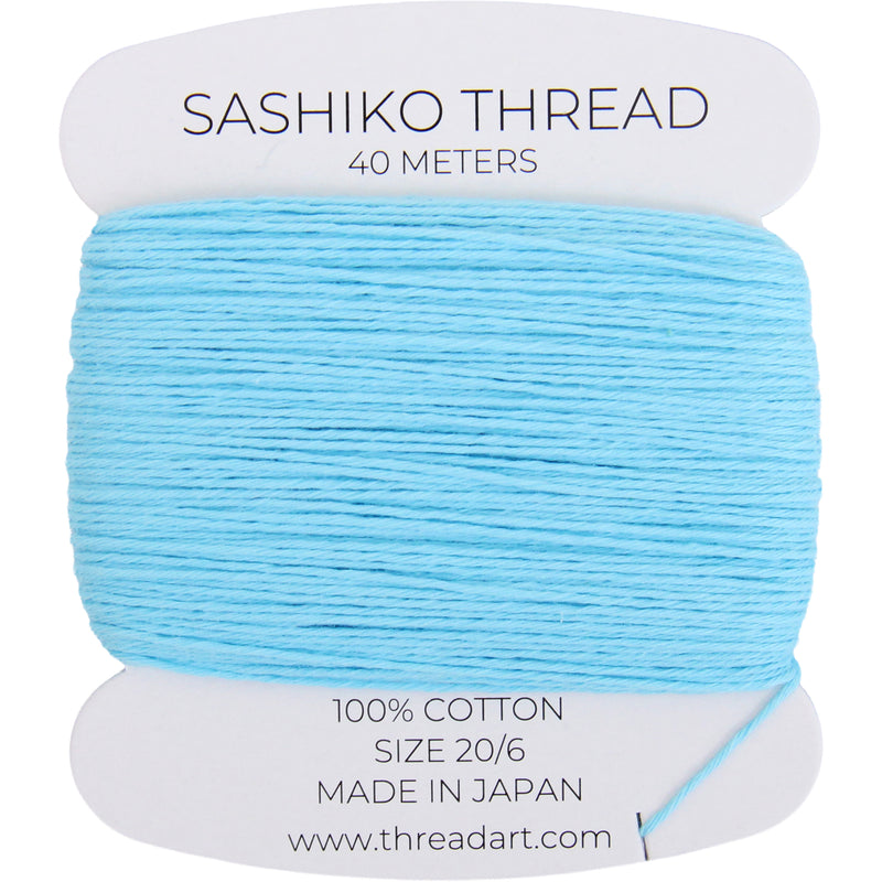 ThreadArt Sashiko Thread, 100% Cotton, Medium Size 20/6, Light Blue 18