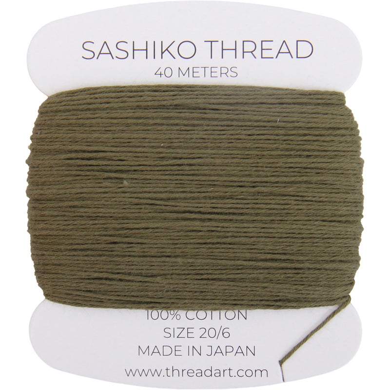 ThreadArt Sashiko Thread, 100% Cotton, Medium Size 20/6, Moss Green K4