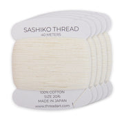 Natural Sashiko Thread, 5 Cards - 100% Cotton, Size 20/6, 200 Meters Total - Threadart.com