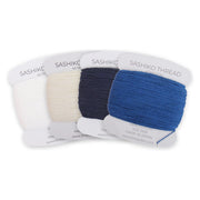 Traditional Sashiko Thread Set, 4 Colors: White, Natural, Navy, Blue - 100% Cotton, Size 20/6 - Threadart.com