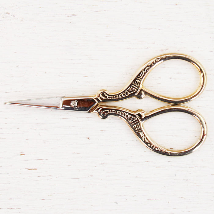Retro Sewing and Embroidery Scissors Light Gold Handle - Threadart.com