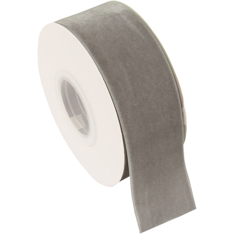 Silver Velvet Ribbon - 1 1/2" Wide Roll - 5 Yards - Threadart.com
