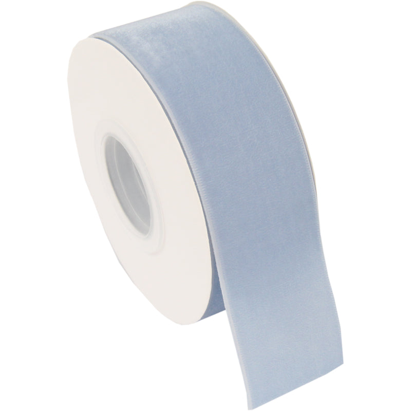 Light Blue Velvet Ribbon - 1 1/2" Wide Roll - 5 Yards - Threadart.com