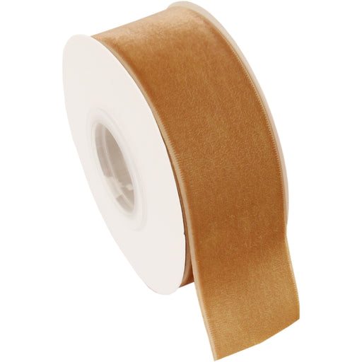 Tan Velvet Ribbon - 1 1/2" Wide Roll - 5 Yards - Threadart.com