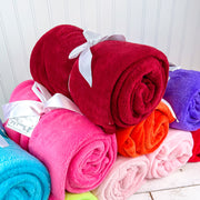 Pack of 3 Plush Fleece Blanket - Maroon - Threadart.com