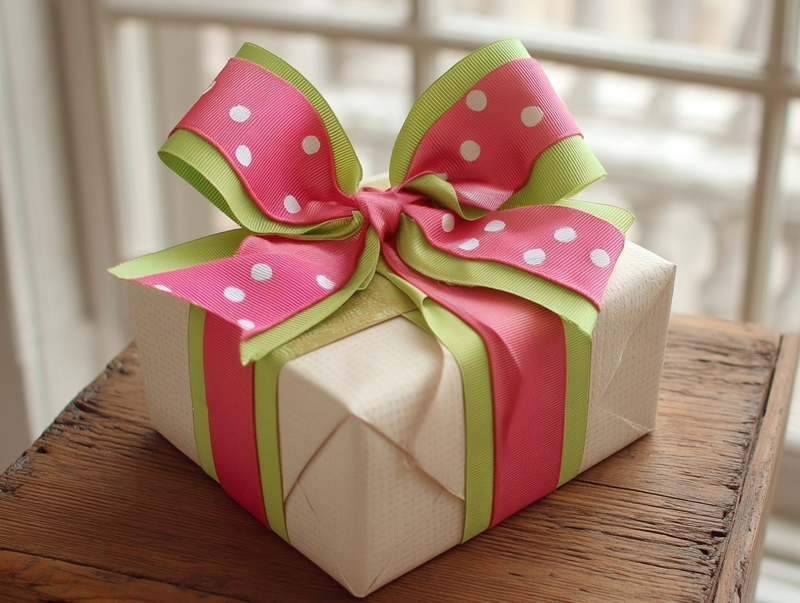 Grosgrain Dots Ribbon 3/8" - 10 Yards - Peach - Threadart.com