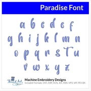 Paradise Script Font Machine Embroidery Design Set - Alphabet Letters BX Font - Download 9 Format and 1" to 3" - Threadart.com