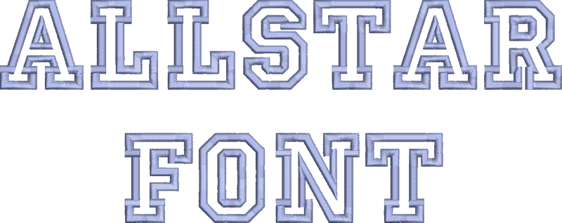AllStar Font Machine Embroidery Design Set -  Monogramming Alphabet Letters BX Font - Download 9 Formats and 3 Sizes - Threadart.com