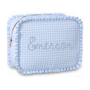 Personalized Ruffle Gingham Pouch with Embroidered Name or Monogram - Threadart.com