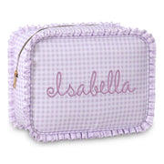 Personalized Ruffle Gingham Pouch with Embroidered Name or Monogram - Threadart.com