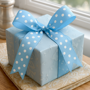 Grosgrain Dots Ribbon 3/8" - 10 Yards - Grey - Threadart.com