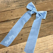 Personalized Velvet Ribbon Bow - Embroidered Name - Threadart.com