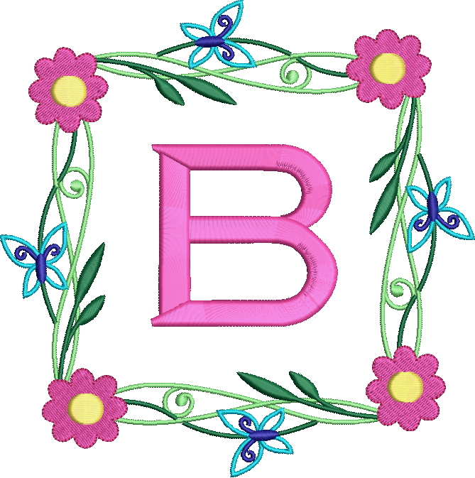Floral Corners Monogram Frame Embroidery Design Instant Download - 3 Sizes - 8 Formats - ThreadArt - Threadart.com