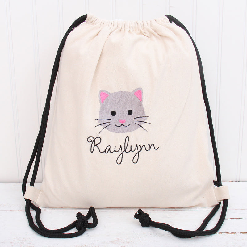 Personalized Drawstring Bags - Cute Embroidered Animal & Name - Threadart.com