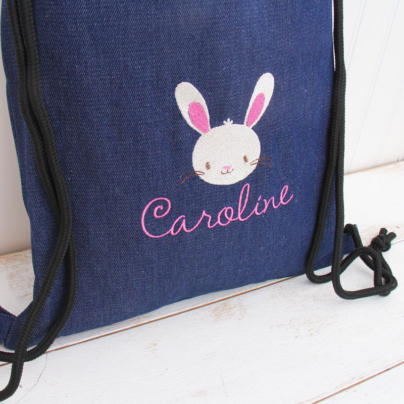 Personalized Drawstring Bags - Cute Embroidered Animal & Name - Threadart.com