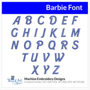 Barbie Font Machine Embroidery Design Set - 1" Fun Alphabet Letters BX Font - Download 9 Formats - Threadart.com