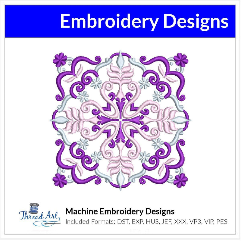 Ornate Decorative Square Machine Embroidery Design Instant Download - 4 Sizes - 8 Formats - ThreadArt - Threadart.com