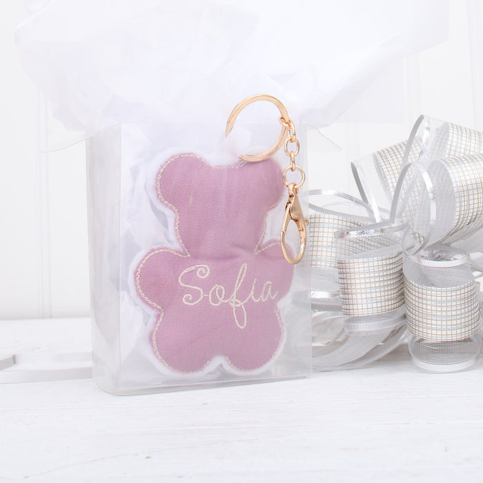 Personalized Heart Keychain - Bag Charm - Cotton Fabric Plushie - Threadart.com