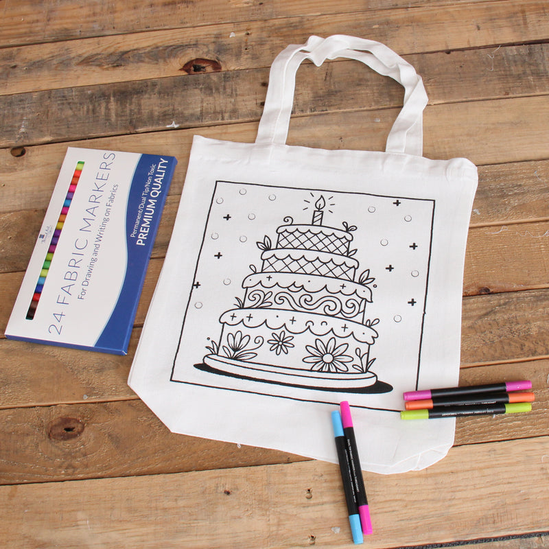 Color Your Own Tote Bag - Cake Design (Without Markers) - Threadart.com