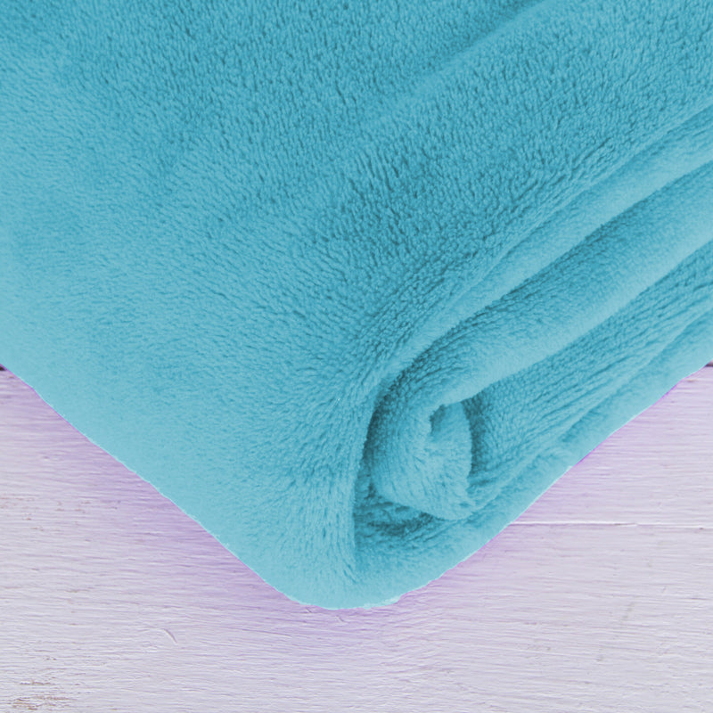 Pack of 3 Plush Fleece Blanket - Turquoise - Threadart.com