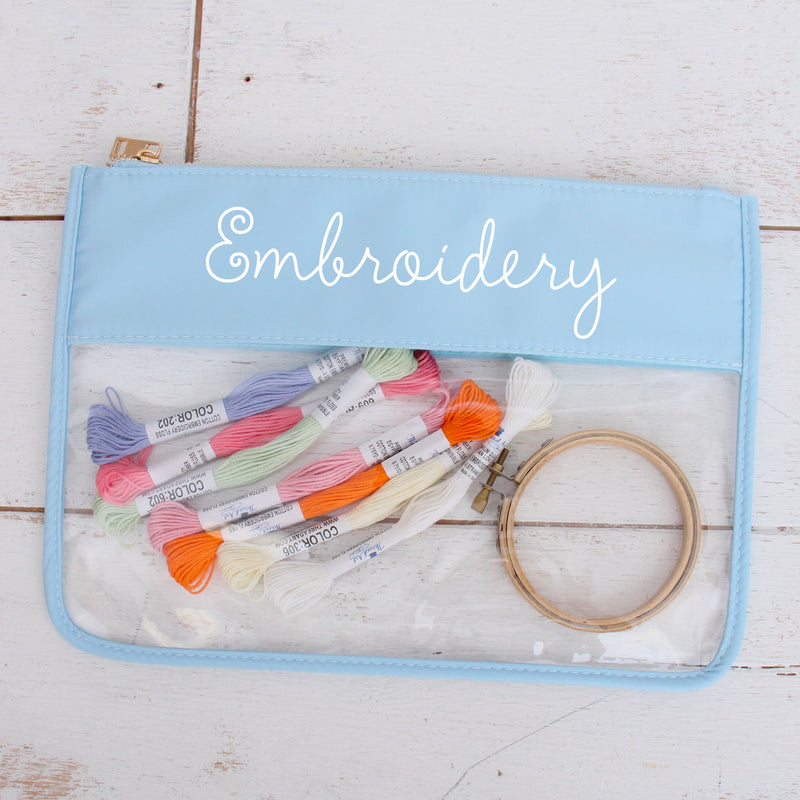 Personalized Clear Zipper Pouch Bags with Embroidery - Customized With Name or Words - Threadart.com