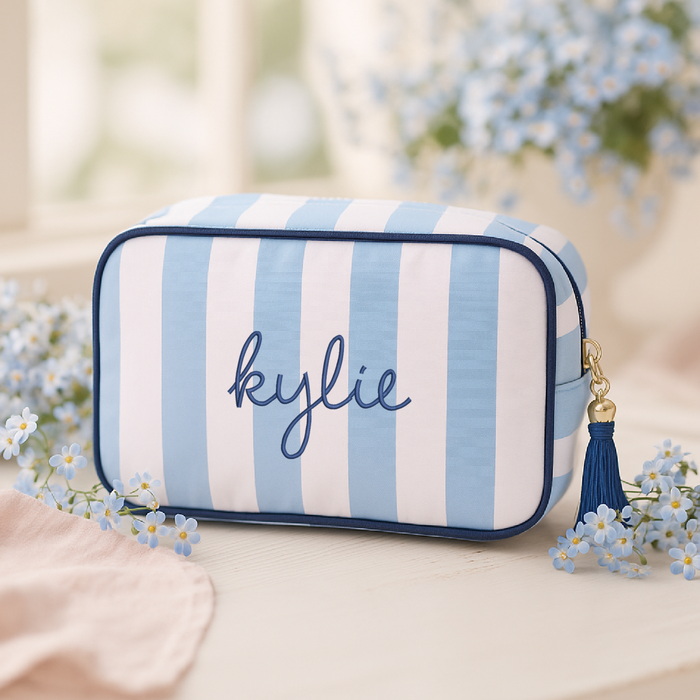 Personalized Striped Cosmetic Bags - Customized With Embroidery - Threadart.com
