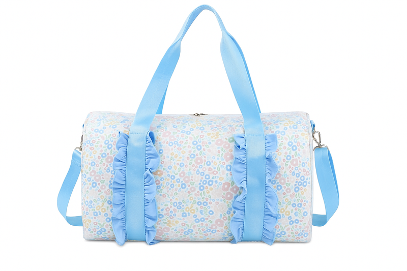 Personalized Duffel Bag in Blue Print - Embroidered Name or Monogram - Threadart.com