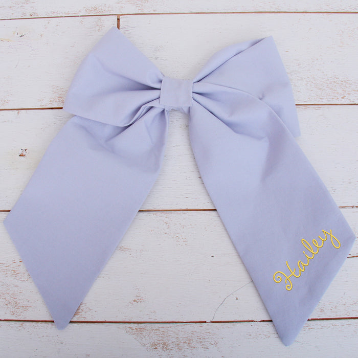 Personalized Linen Bow with Embroidery Name - For Parties, Room Decor, and Gift Baskets - Threadart.com