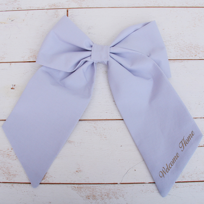 Personalized Linen Bow with Embroidery Name - For Parties, Room Decor, and Gift Baskets - Threadart.com
