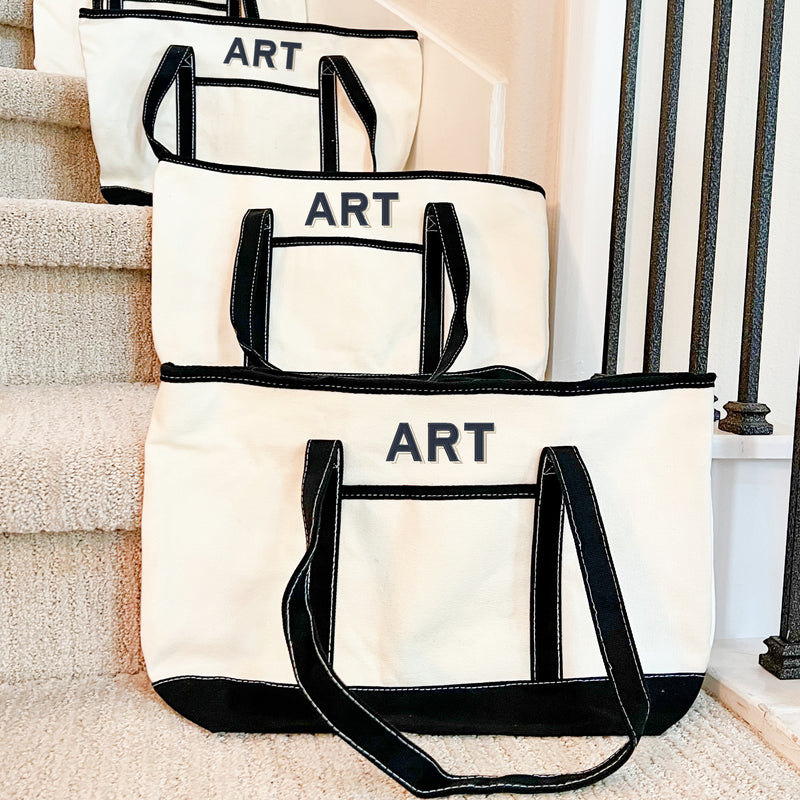 Personalized Tote Bag - Embroidered Two Color Shadow Block - Threadart.com