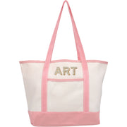 Personalized Tote Bag - Embroidered Two Color Shadow Block - Threadart.com