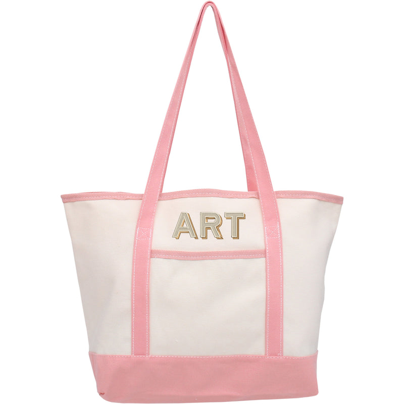 Personalized Tote Bag - Embroidered Two Color Shadow Block - Threadart.com