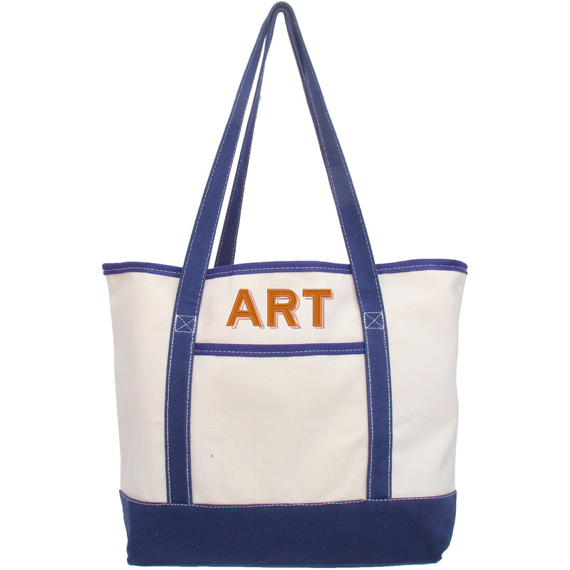 Personalized Tote Bag - Embroidered Two Color Shadow Block - Threadart.com