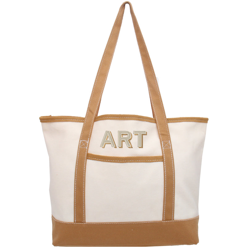 Personalized Tote Bag - Embroidered Two Color Shadow Block - Threadart.com