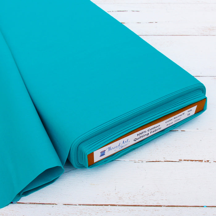 Premium Cotton Quilting Fabric Sold By The Yard - Solid Aqua - Threadart.com